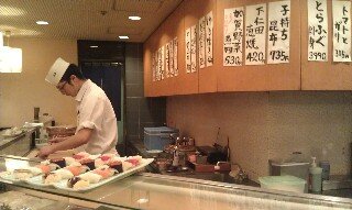 Sushi chef at Asahizushi Sushi Restaurant Tokyo