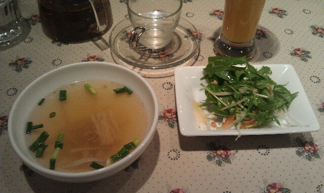 Soup and salad at Coca Thai Restaurant Tokyo