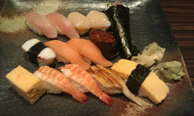 Sushi plate at Hina Sushi Restaurant Toyo