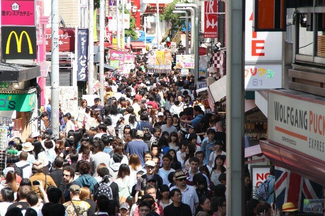 The crowds at Takeshita Street Harajuku Tokyo