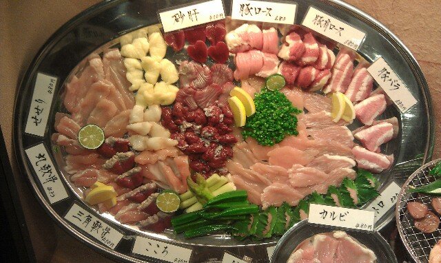 Meat platter at Akira Yaki-Niku Restaurant Shinjuku Tokyo