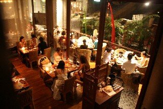 Out door dining area of Bali Lax Restaurant Tokyo