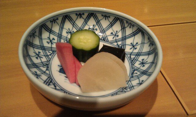 Pickled vegetables at Kakou Japanese Restaurant Tokyo