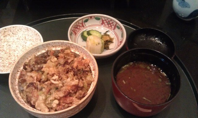 Miso soup and rice dish at Shun Tempura Restaurant Tokyo